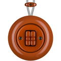 PORCELAIN KATY PATY COLONA ROUND SURFACE MOUNTED DOUBLE TOGGLE BUTTON SWITCH BRICK RED - DYKE & DEAN