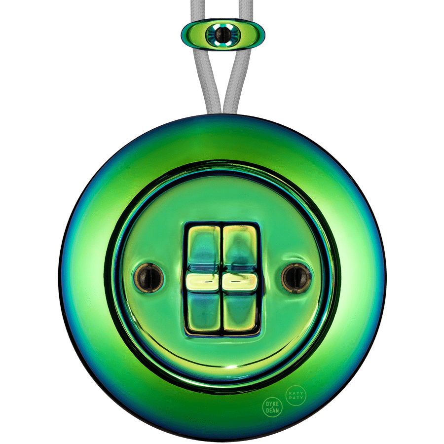 PORCELAIN KATY PATY COLONA ROUND SURFACE MOUNTED DOUBLE TOGGLE BUTTON SWITCH CHLOREDO - DYKE & DEAN