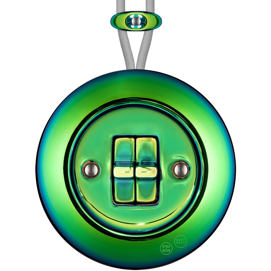 PORCELAIN KATY PATY COLONA ROUND SURFACE MOUNTED DOUBLE TOGGLE BUTTON SWITCH CHLOREDO - DYKE & DEAN