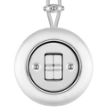 PORCELAIN KATY PATY COLONA ROUND SURFACE MOUNTED DOUBLE TOGGLE BUTTON SWITCH CHROME - DYKE & DEAN