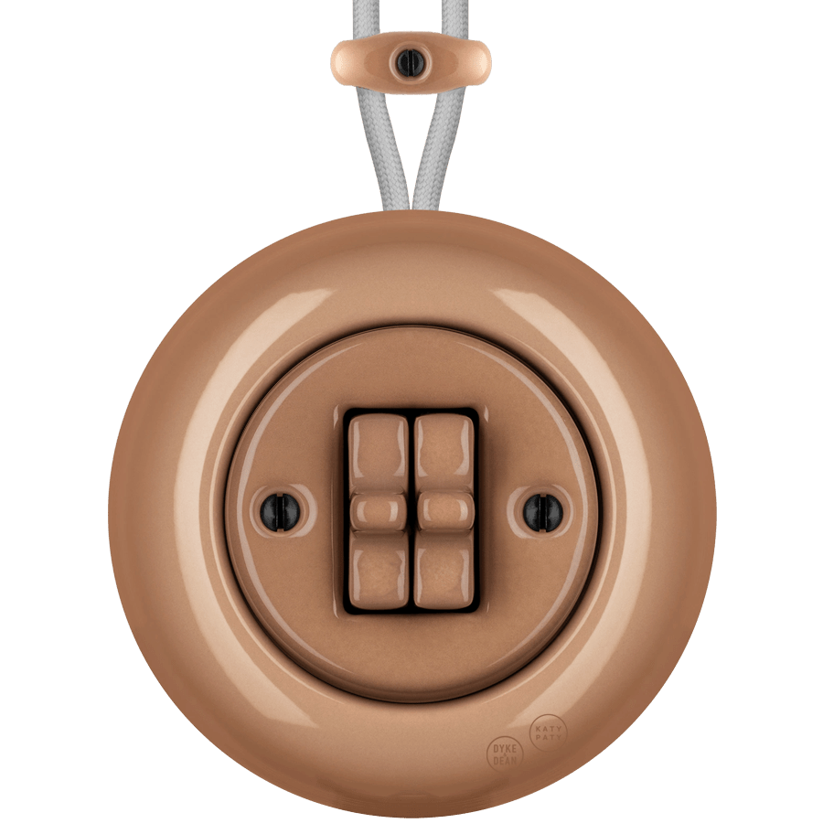 PORCELAIN KATY PATY COLONA ROUND SURFACE MOUNTED DOUBLE TOGGLE BUTTON SWITCH DERMA - DYKE & DEAN