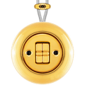 PORCELAIN KATY PATY COLONA ROUND SURFACE MOUNTED DOUBLE TOGGLE BUTTON SWITCH GOLD - DYKE & DEAN