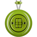 PORCELAIN KATY PATY COLONA ROUND SURFACE MOUNTED DOUBLE TOGGLE BUTTON SWITCH GREEN - DYKE & DEAN