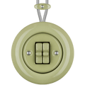 PORCELAIN KATY PATY COLONA ROUND SURFACE MOUNTED DOUBLE TOGGLE BUTTON SWITCH MOSS GREEN - DYKE & DEAN