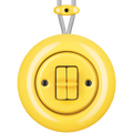 PORCELAIN KATY PATY COLONA ROUND SURFACE MOUNTED DOUBLE TOGGLE BUTTON SWITCH YELLOW - DYKE & DEAN
