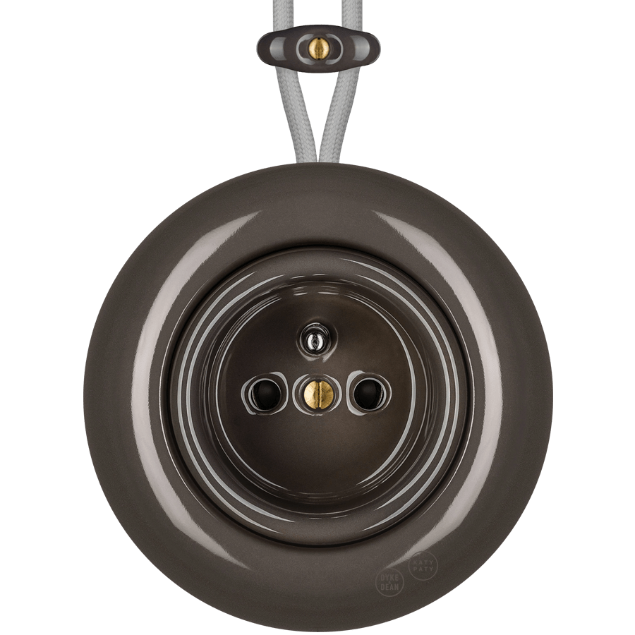 PORCELAIN KATY PATY COLONA ROUND SURFACE MOUNTED EURO SOCKET BROWN - DYKE & DEAN