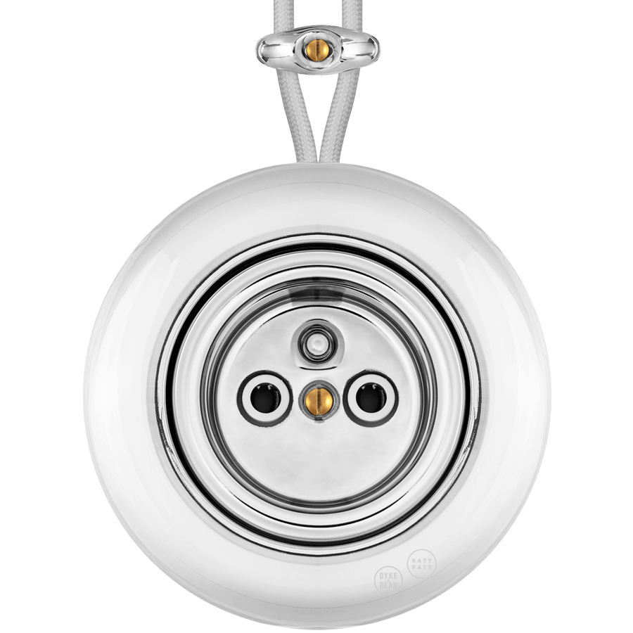 PORCELAIN KATY PATY COLONA ROUND SURFACE MOUNTED EURO SOCKET CHROME - DYKE & DEAN