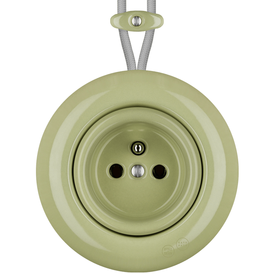 PORCELAIN KATY PATY COLONA ROUND SURFACE MOUNTED EURO SOCKET MOSS GREEN - DYKE & DEAN