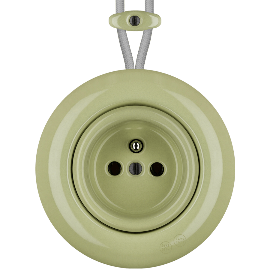 PORCELAIN KATY PATY COLONA ROUND SURFACE MOUNTED EURO SOCKET MOSS GREEN - DYKE & DEAN