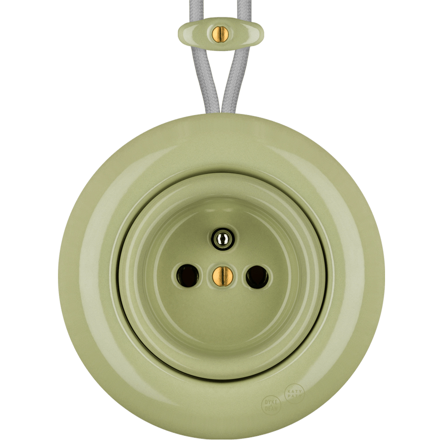 PORCELAIN KATY PATY COLONA ROUND SURFACE MOUNTED EURO SOCKET MOSS GREEN - DYKE & DEAN
