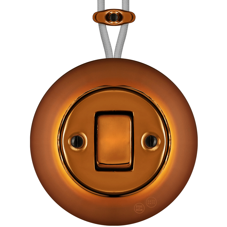PORCELAIN KATY PATY COLONA ROUND SURFACE MOUNTED FAT BUTTON SWITCH BRONZE - DYKE & DEAN