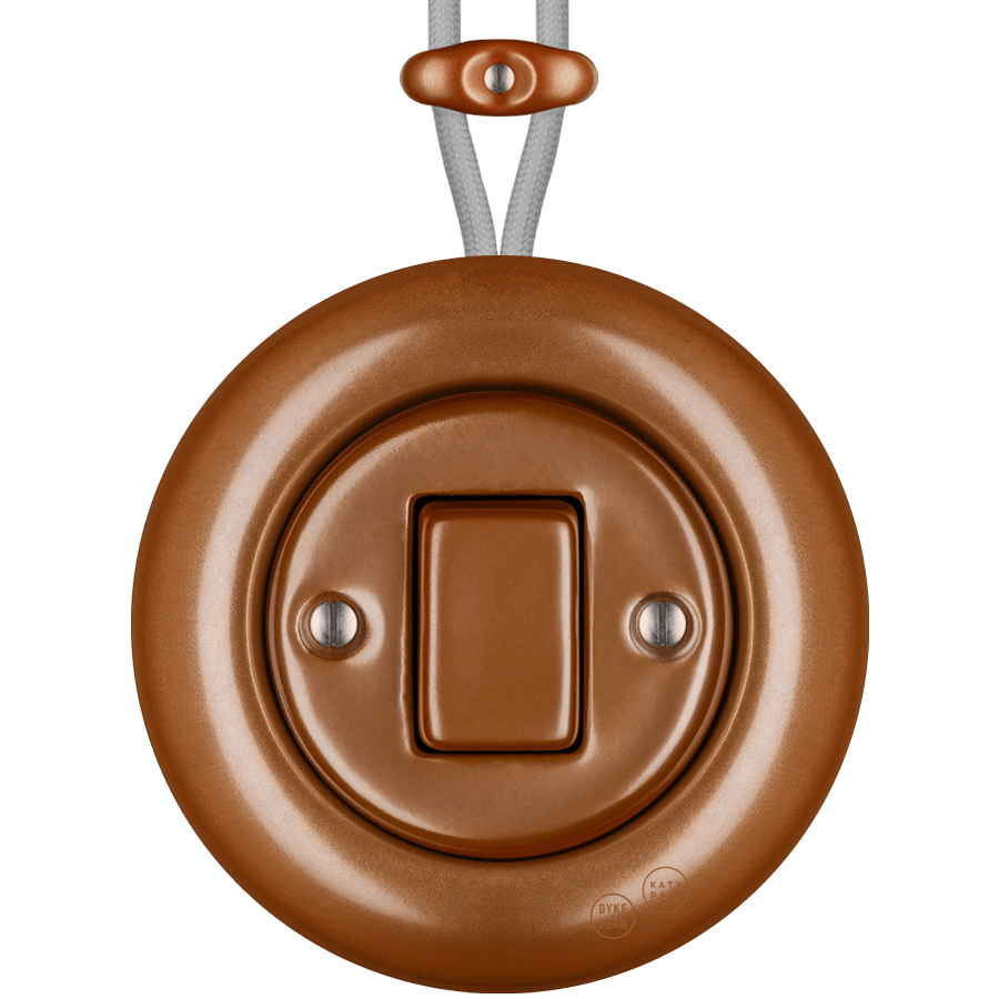 PORCELAIN KATY PATY COLONA ROUND SURFACE MOUNTED FAT BUTTON SWITCH COPPER - DYKE & DEAN