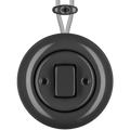PORCELAIN KATY PATY COLONA ROUND SURFACE MOUNTED FAT BUTTON SWITCH DARK GREY - DYKE & DEAN