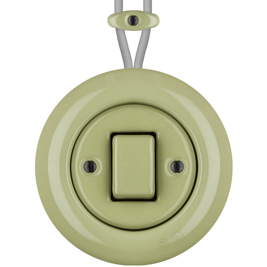 PORCELAIN KATY PATY COLONA ROUND SURFACE MOUNTED FAT BUTTON SWITCH MOSS ...