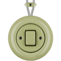 PORCELAIN KATY PATY COLONA ROUND SURFACE MOUNTED FAT BUTTON SWITCH MOSS GREEN - DYKE & DEAN