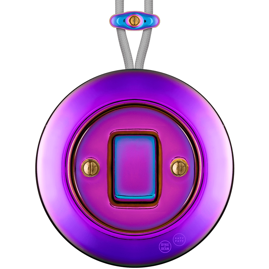 PORCELAIN KATY PATY COLONA ROUND SURFACE MOUNTED FAT BUTTON SWITCH VIOLEDO - DYKE & DEAN