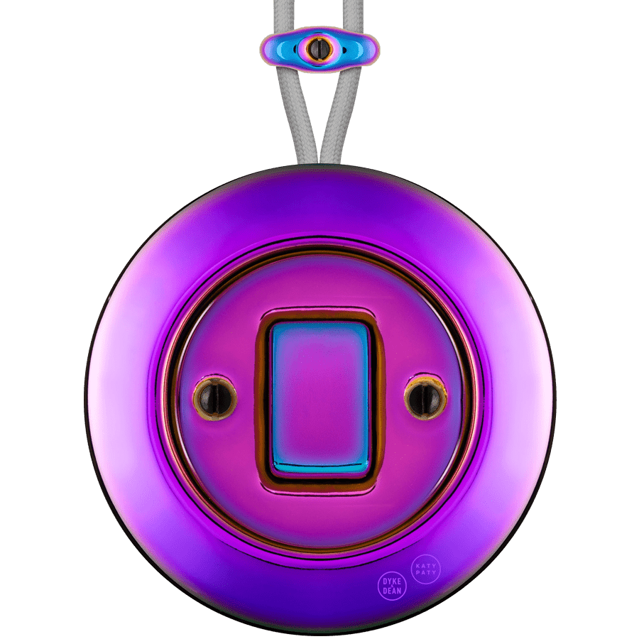 PORCELAIN KATY PATY COLONA ROUND SURFACE MOUNTED FAT BUTTON SWITCH VIOLEDO - DYKE & DEAN