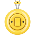 PORCELAIN KATY PATY COLONA ROUND SURFACE MOUNTED FAT BUTTON SWITCH YELLOW - DYKE & DEAN