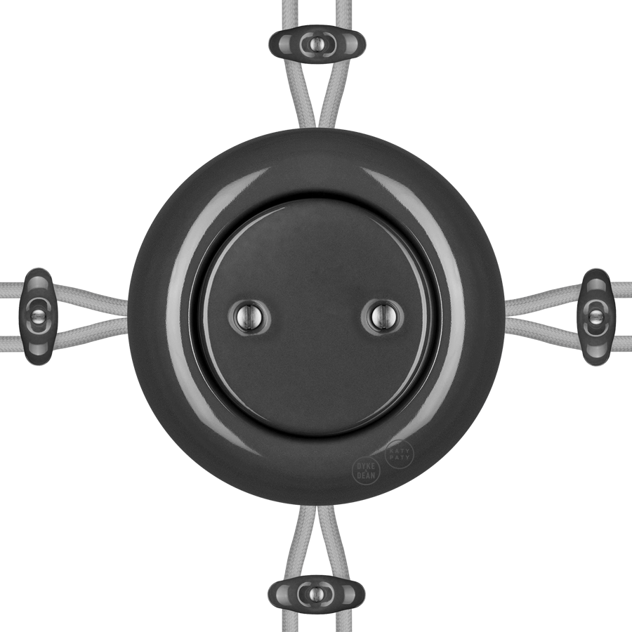 PORCELAIN KATY PATY COLONA ROUND SURFACE MOUNTED JUNCTION BOX DARK GREY - DYKE & DEAN