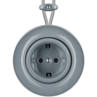 PORCELAIN KATY PATY COLONA ROUND SURFACE MOUNTED SCHUKO SOCKET ASH GREY - DYKE & DEAN