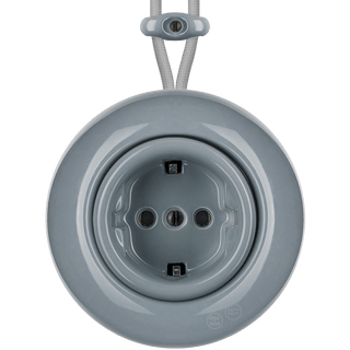 PORCELAIN KATY PATY COLONA ROUND SURFACE MOUNTED SCHUKO SOCKET ASH GREY - DYKE & DEAN