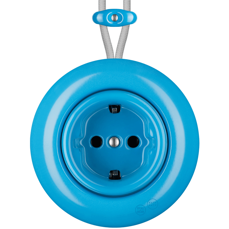 PORCELAIN KATY PATY COLONA ROUND SURFACE MOUNTED SCHUKO SOCKET AZURE - DYKE & DEAN
