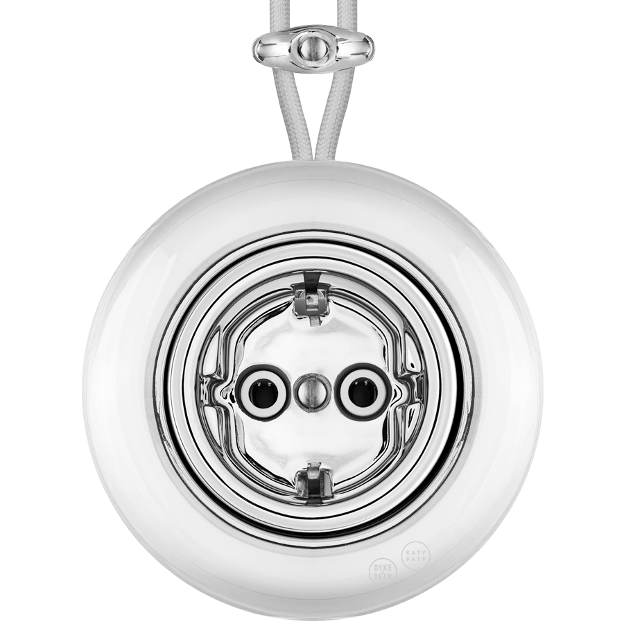 PORCELAIN KATY PATY COLONA ROUND SURFACE MOUNTED SCHUKO SOCKET CHROME - DYKE & DEAN