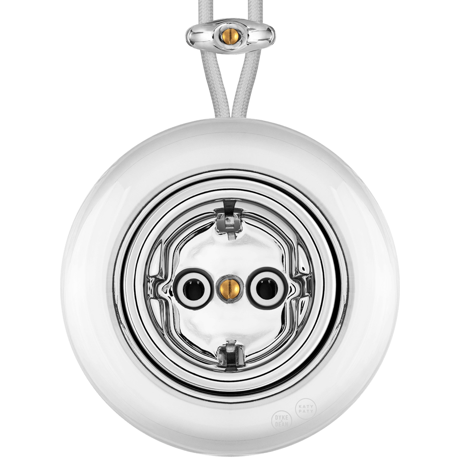 PORCELAIN KATY PATY COLONA ROUND SURFACE MOUNTED SCHUKO SOCKET CHROME ...