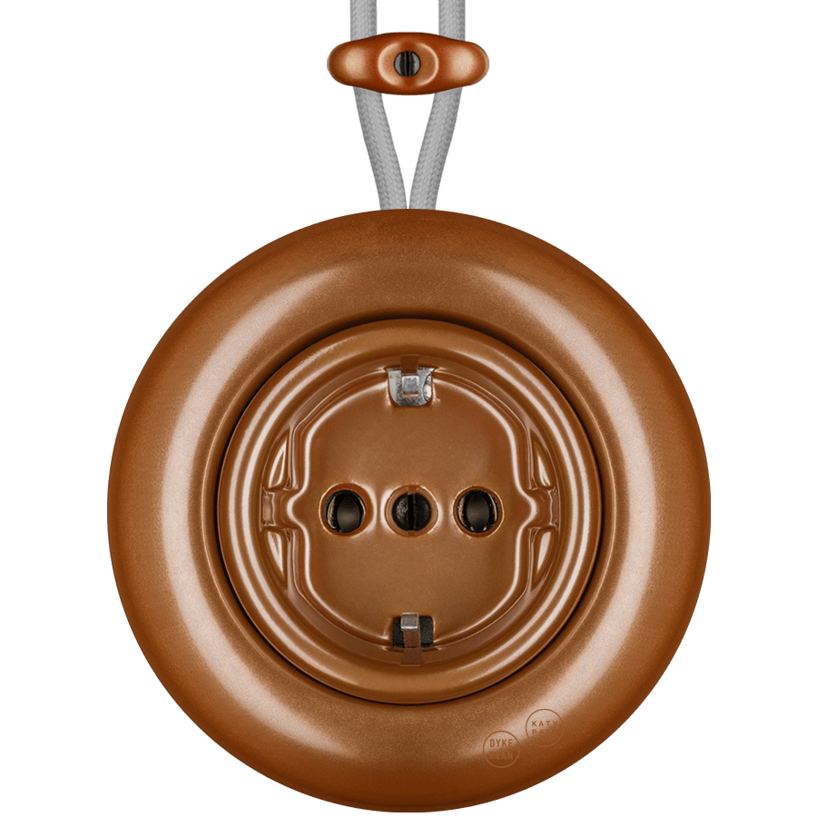 PORCELAIN KATY PATY COLONA ROUND SURFACE MOUNTED SCHUKO SOCKET COPPER - DYKE & DEAN