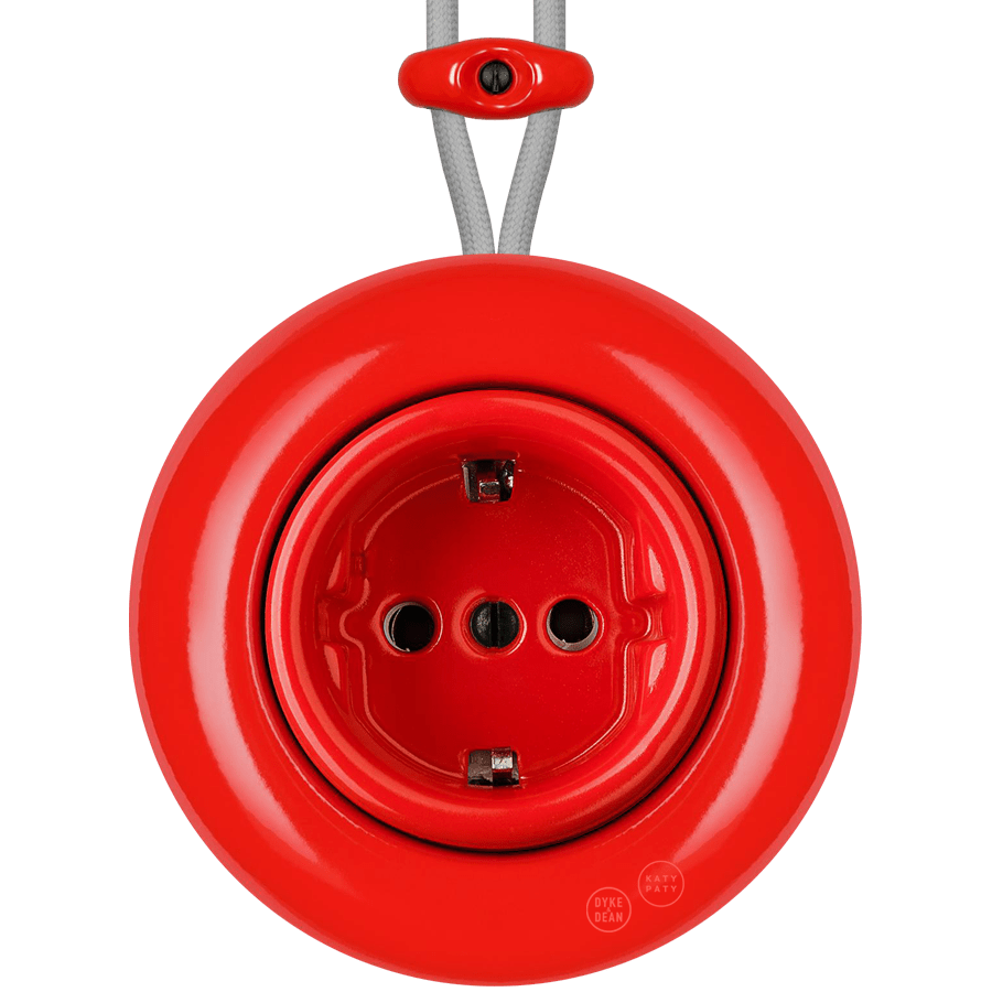 PORCELAIN KATY PATY COLONA ROUND SURFACE MOUNTED SCHUKO SOCKET RED - DYKE & DEAN