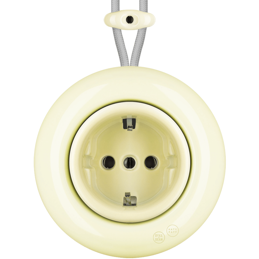 PORCELAIN KATY PATY COLONA ROUND SURFACE MOUNTED SCHUKO SOCKET VANILLA - DYKE & DEAN
