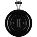 PORCELAIN KATY PATY COLONA ROUND SURFACE MOUNTED SLIM BUTTON SWITCH BLACK - DYKE & DEAN