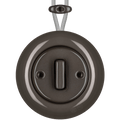 PORCELAIN KATY PATY COLONA ROUND SURFACE MOUNTED SLIM BUTTON SWITCH BROWN - DYKE & DEAN