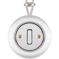 PORCELAIN KATY PATY COLONA ROUND SURFACE MOUNTED SLIM BUTTON SWITCH CHROME - DYKE & DEAN