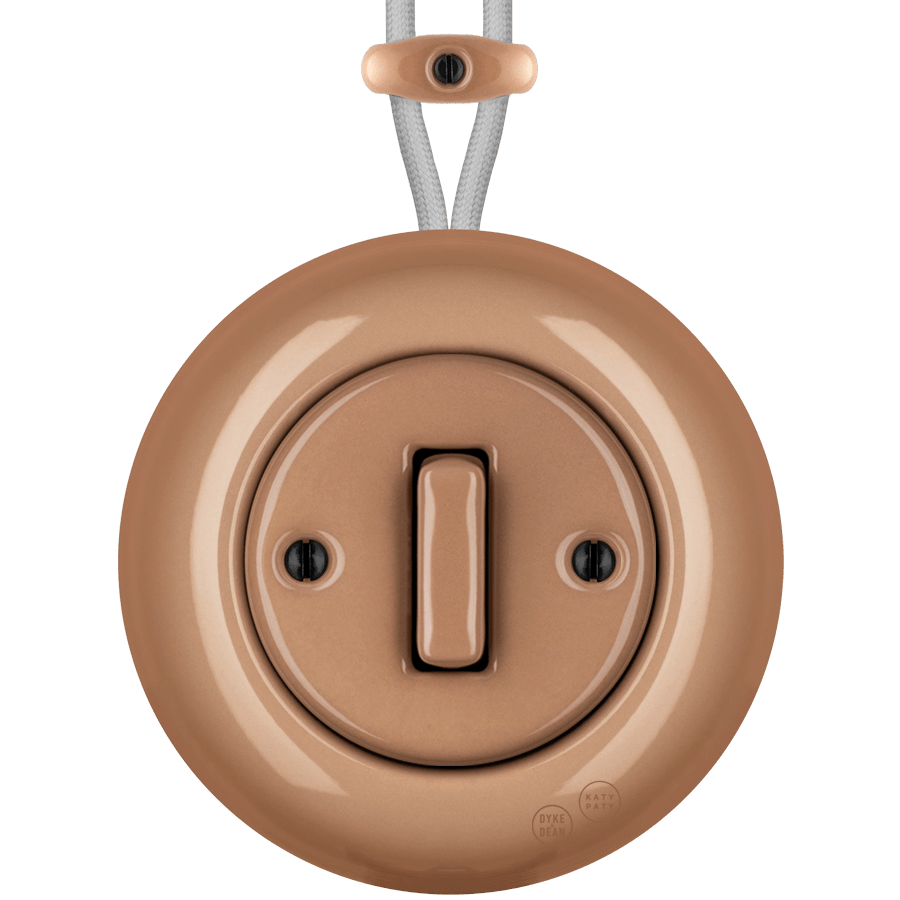 PORCELAIN KATY PATY COLONA ROUND SURFACE MOUNTED SLIM BUTTON SWITCH DERMA - DYKE & DEAN