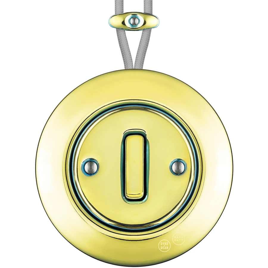 PORCELAIN KATY PATY COLONA ROUND SURFACE MOUNTED SLIM BUTTON SWITCH LUCEDO - DYKE & DEAN