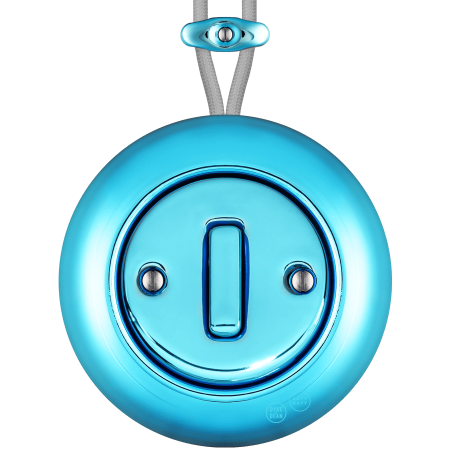 PORCELAIN KATY PATY COLONA ROUND SURFACE MOUNTED SLIM BUTTON SWITCH SKY BLUE - DYKE & DEAN