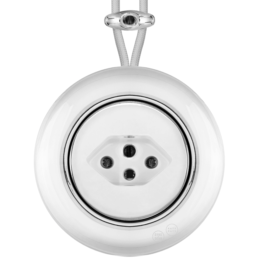 PORCELAIN KATY PATY COLONA ROUND SURFACE MOUNTED SWISS SOCKET CHROME - DYKE & DEAN