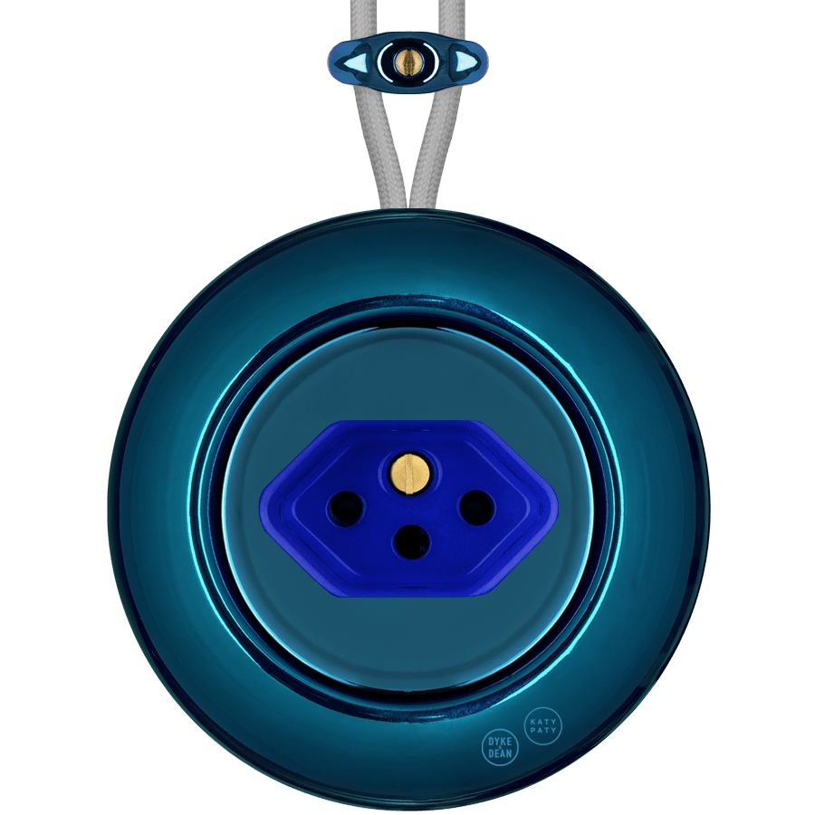 PORCELAIN KATY PATY COLONA ROUND SURFACE MOUNTED SWISS SOCKET DARK BLUE - DYKE & DEAN