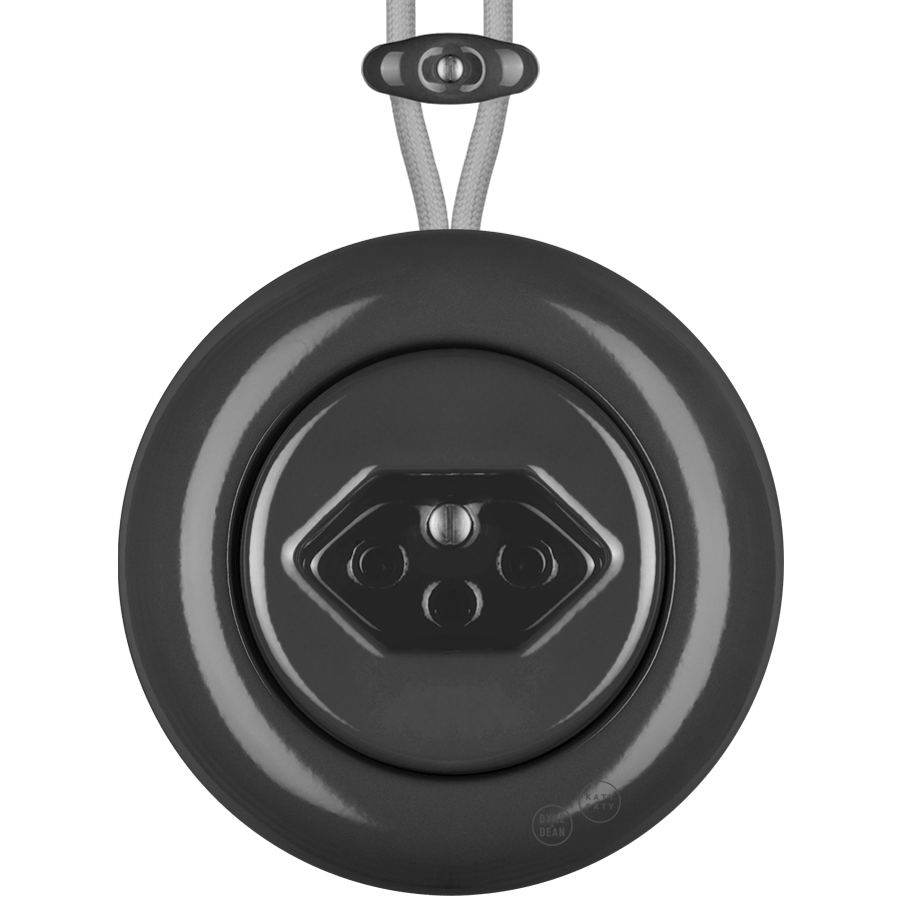 PORCELAIN KATY PATY COLONA ROUND SURFACE MOUNTED SWISS SOCKET DARK GREY - DYKE & DEAN