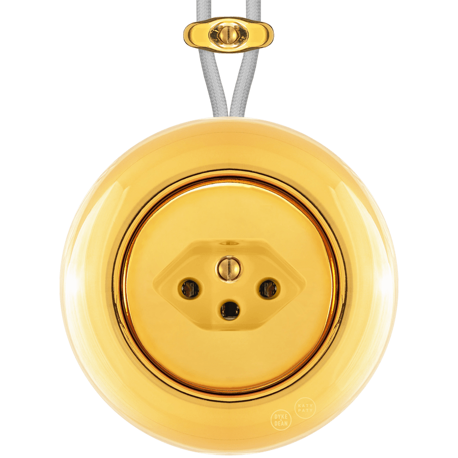 PORCELAIN KATY PATY COLONA ROUND SURFACE MOUNTED SWISS SOCKET GOLD - DYKE & DEAN