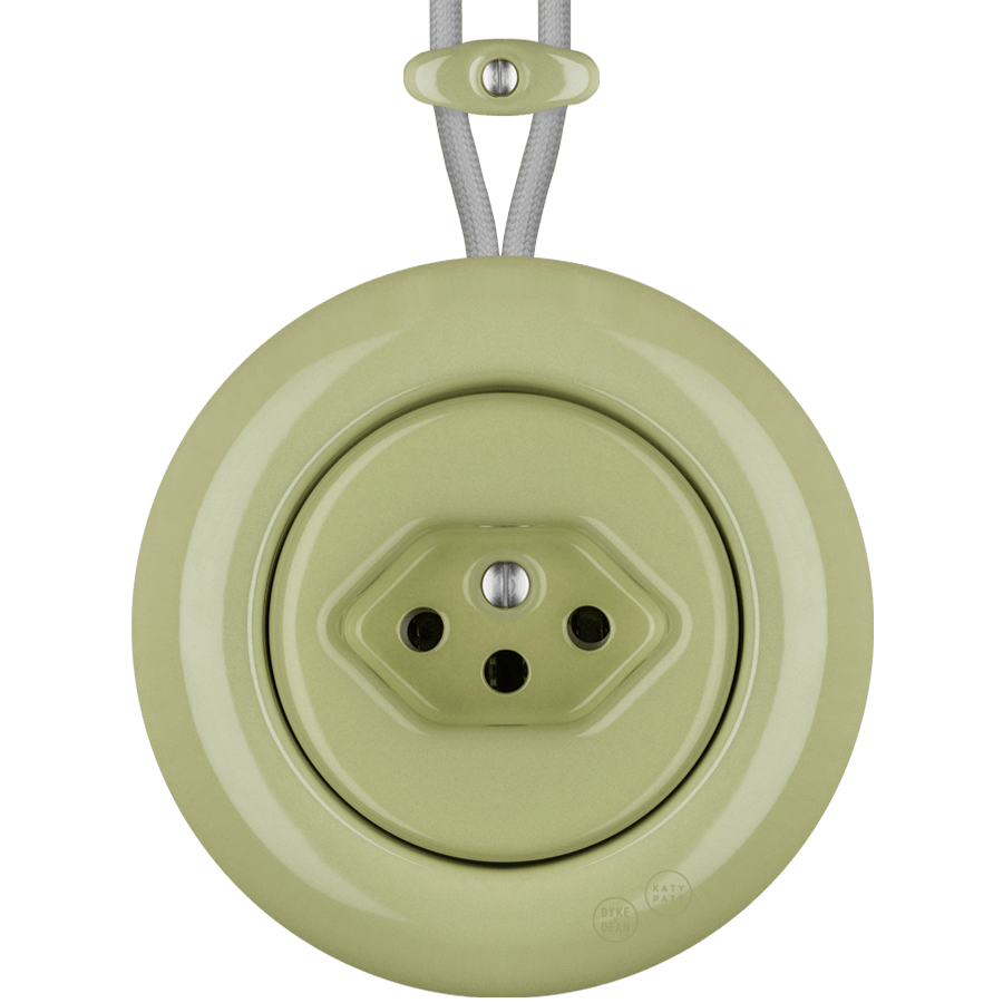 PORCELAIN KATY PATY COLONA ROUND SURFACE MOUNTED SWISS SOCKET MOSS GREEN - DYKE & DEAN