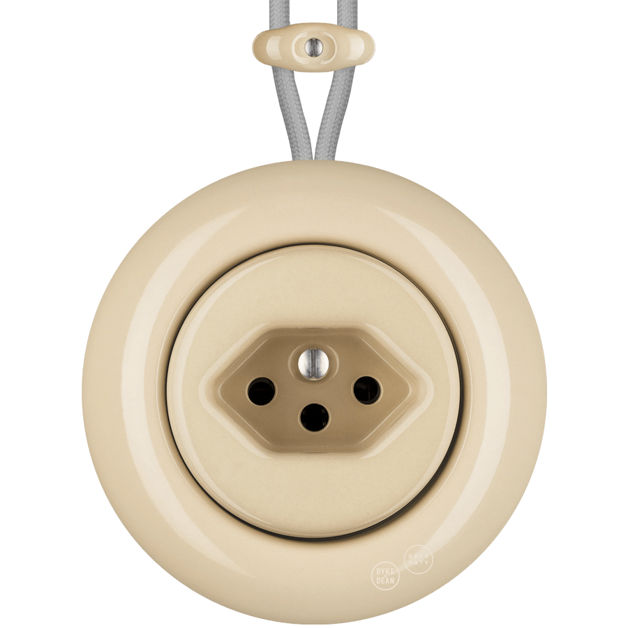 PORCELAIN KATY PATY COLONA ROUND SURFACE MOUNTED SWISS SOCKET SAND - DYKE & DEAN