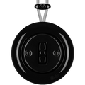 PORCELAIN KATY PATY COLONA ROUND SURFACE MOUNTED TOGGLE BUTTON SWITCH BLACK - DYKE & DEAN
