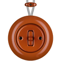 PORCELAIN KATY PATY COLONA ROUND SURFACE MOUNTED TOGGLE BUTTON SWITCH BRICK RED - DYKE & DEAN