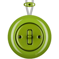 PORCELAIN KATY PATY COLONA ROUND SURFACE MOUNTED TOGGLE BUTTON SWITCH GREEN - DYKE & DEAN