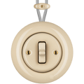 PORCELAIN KATY PATY COLONA ROUND SURFACE MOUNTED TOGGLE BUTTON SWITCH SAND - DYKE & DEAN