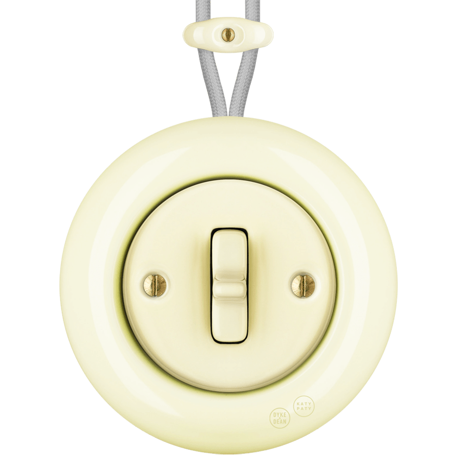 PORCELAIN KATY PATY COLONA ROUND SURFACE MOUNTED TOGGLE BUTTON SWITCH VANILLA - DYKE & DEAN