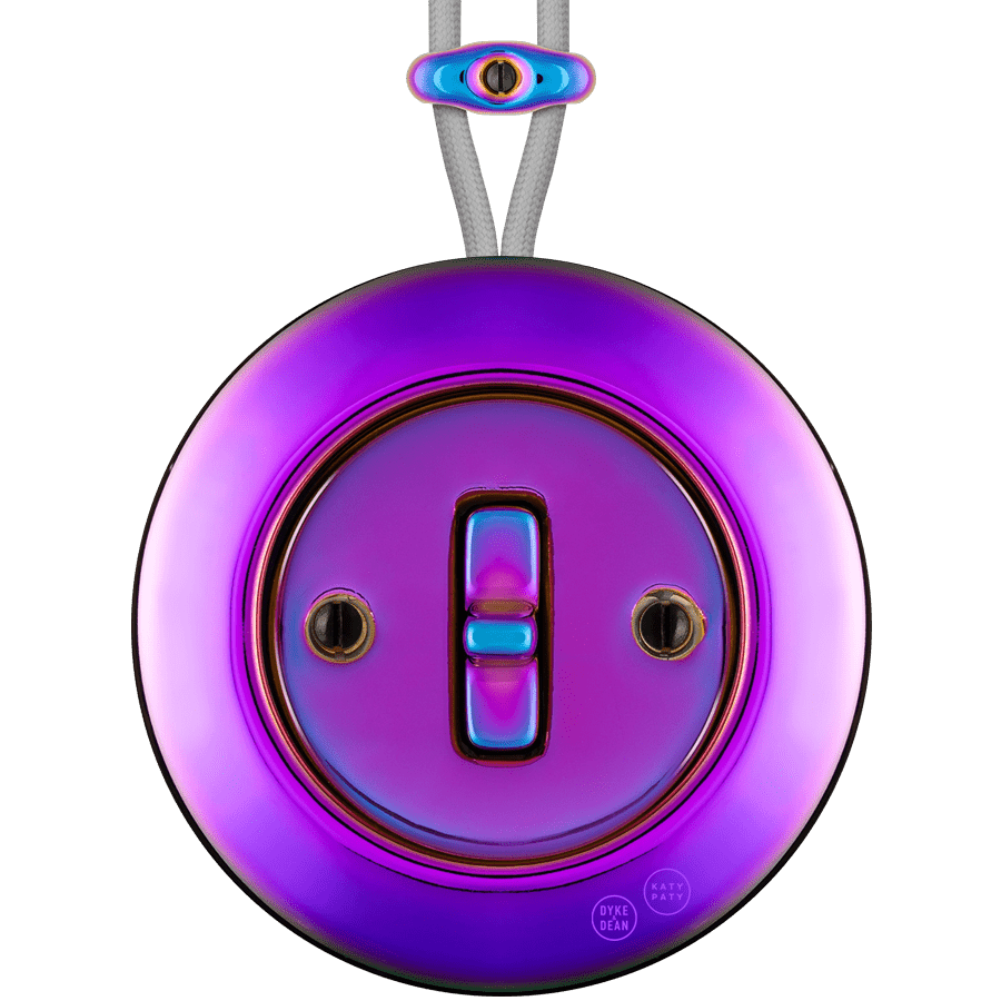 PORCELAIN KATY PATY COLONA ROUND SURFACE MOUNTED TOGGLE BUTTON SWITCH VIOLEDO - DYKE & DEAN