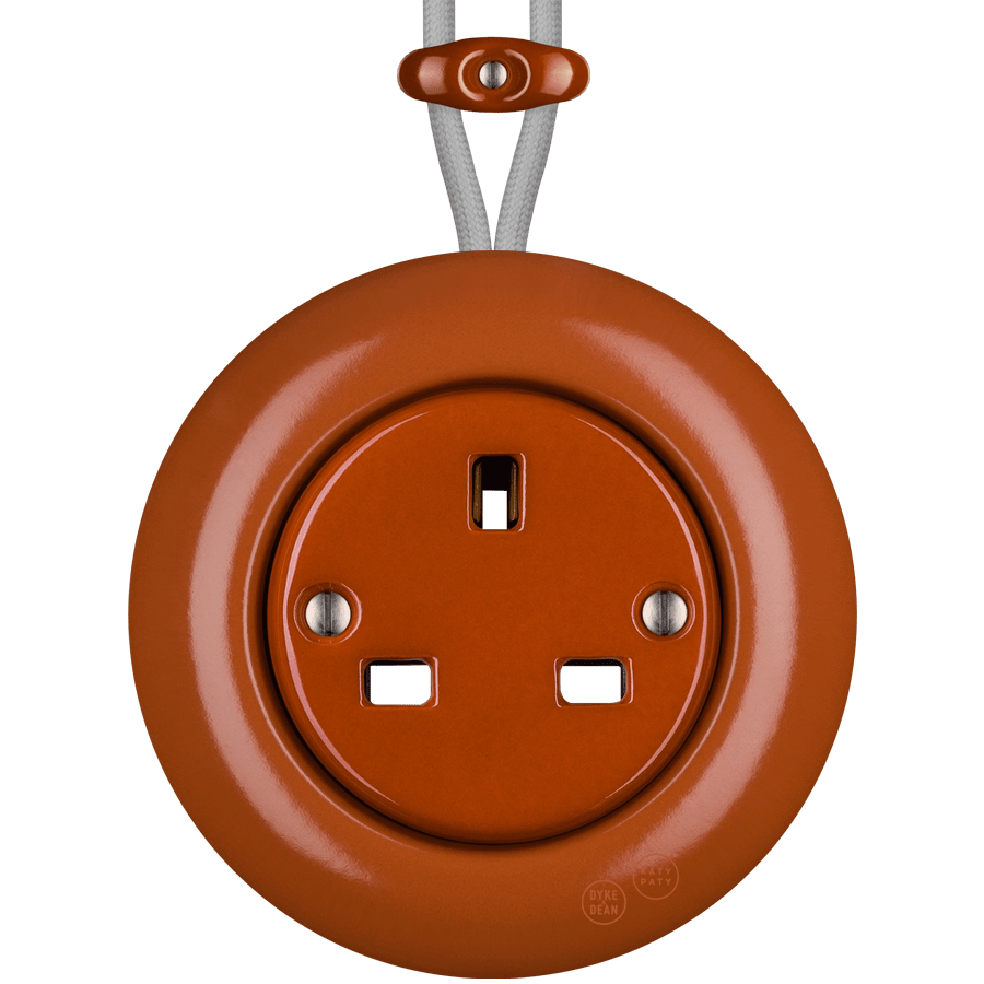 PORCELAIN KATY PATY COLONA ROUND SURFACE MOUNTED UK SOCKET BRICK RED ...